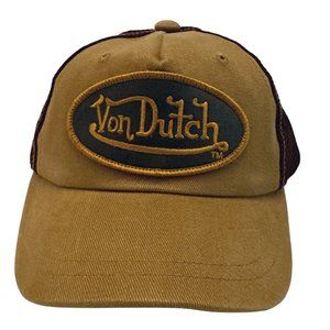 Vintage New Authentic Von Dutch Tan Solid Trucker Hat Cap, Kids Snap Back